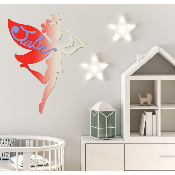 Plaque de porte en bois forme Fée  pour enfant couleur au choix prénom personnalisable