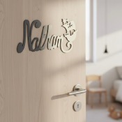 Plaque de Porte - motif Pirate - Couleur Anthracite/Ecru