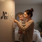 Plaque de Porte - motif Dino - Couleur Anthracite/Ecru