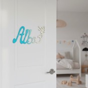 Plaque de Porte - Motif Fée - Couleur Turquoise/Ecru