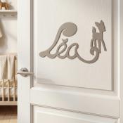 Plaque de Porte Personnalisée Enfant - Motif Faon - Couleur Mastic