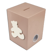 Tirelire personnalisée en bois avec motif couleur mastic