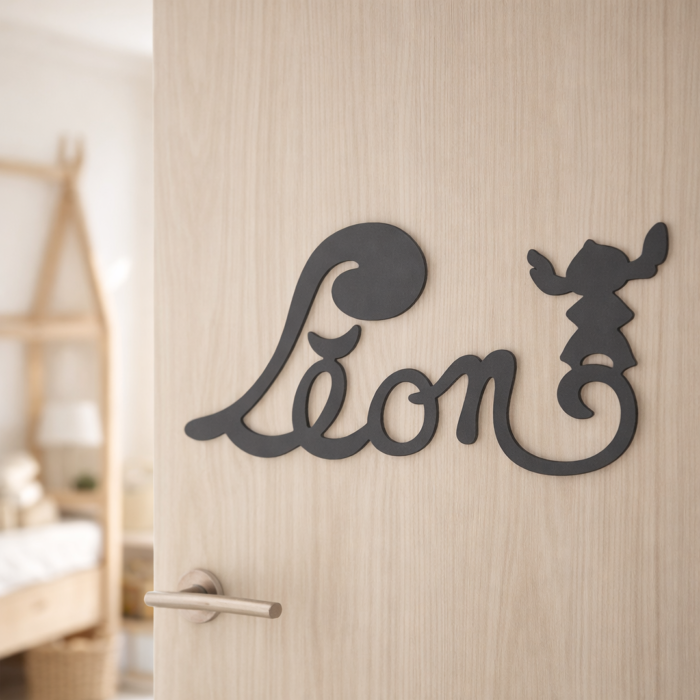 Plaque de Porte - motif Stitch - Couleur Anthracite