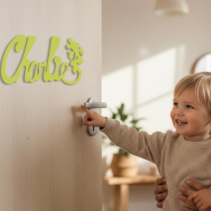 Plaque de Porte Personnalisée Enfant - Motif Mickey - Couleur Pistache