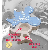 Boîte à dents de lait "La Souris" couleur mastic prénom personnalisable