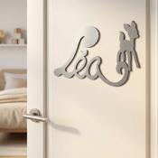 Plaque de Porte Personnalisée Enfant - Motif Faon - Couleur Gris