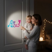 Plaque de Porte - Motif Fée - Couleur Turquoise/Framboise