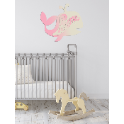 Plaque de porte en bois forme Baleine pour enfant couleur au choix prénom personnalisable