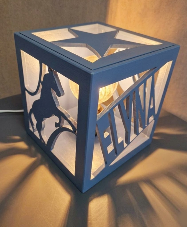 Lampe cube Nouvelle Couleur Ardoise Bleue