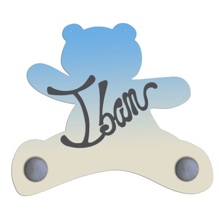 Porte Manteau Personnalisé - Forme Ourson - 2 Patères