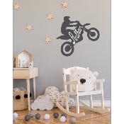 Plaque de porte en bois forme motocross pour enfant couleur au choix  Prénom Personnalisable