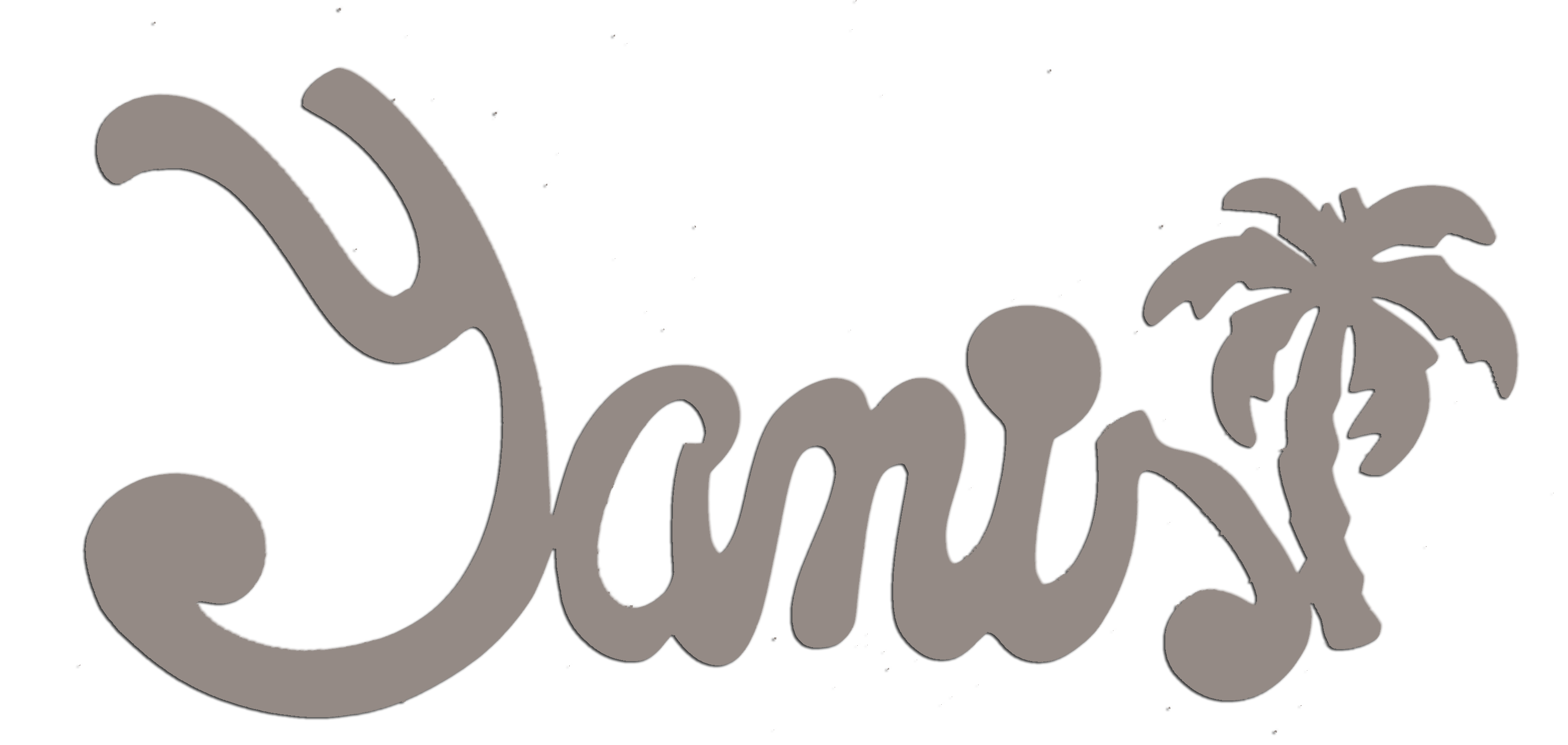 Plaque de Porte Personnalis�e en Bois - Motif Palmier - Couleur Mastic